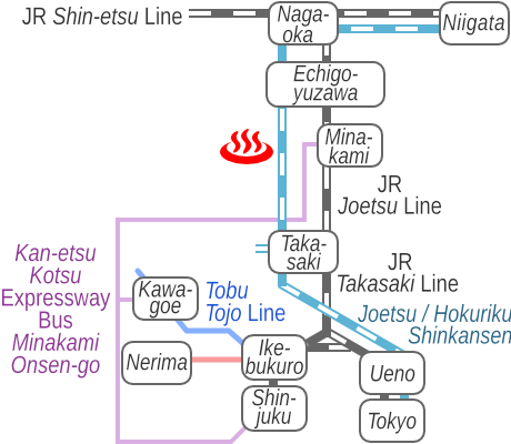 Train route map of Suzumorinoyu, Minakami Onsen-kyo, Gunma Prefecture