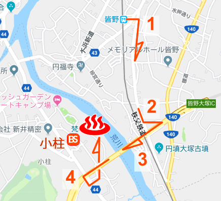 Map and bus stop of Bonnoyu in Saitama Prefecture