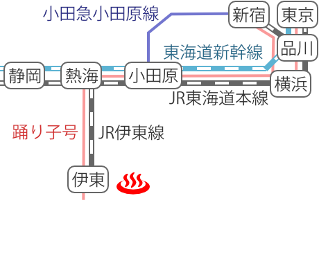 Train route map of Ito Onsen Yukawa Bentennoyu, Shizuoka Prefecture
