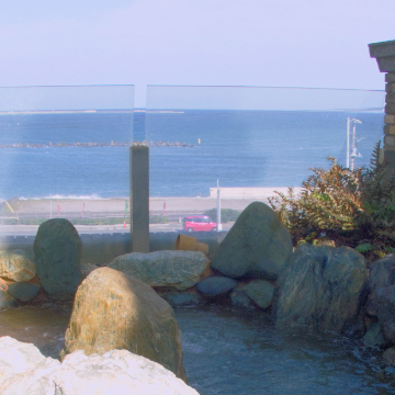 Ajigaura-onsen Nozomi View from Rocks bathtub in Open-air bath area