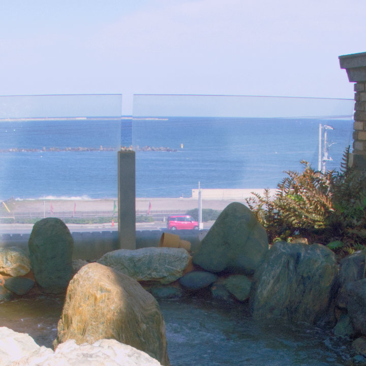 Ajigaura-onsen Nozomi View from Rocks bathtub in Open-air bath area
