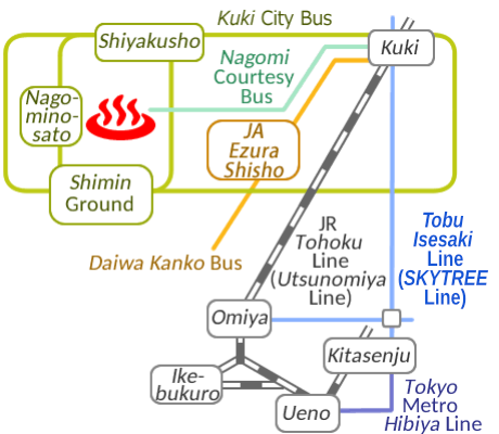 Train and bus route map of Morinoseseragi Nagomi, Saitama Prefecture