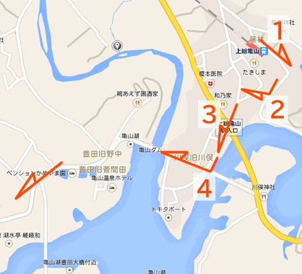 千葉県濃溝温泉千寿の湯へのアクセスマップ