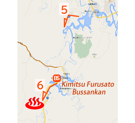 Map and bus stop of Senjunoyu in Chiba Prefecture