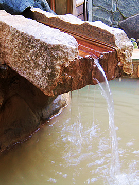 Shimizuyu hot water spout of open-air bath