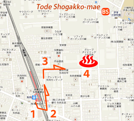 Map and bus stop of Shirakunoyu, Kawasaki-City, Kanagawa Prefecture