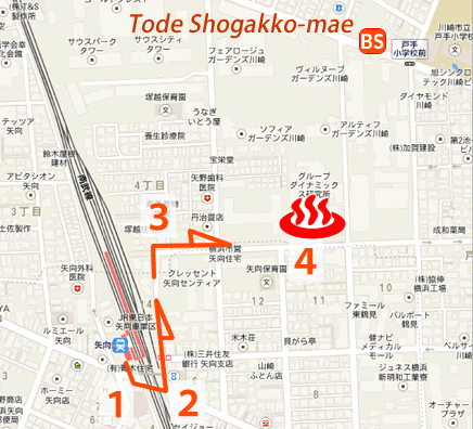 Map of Shirakunoyu, Kanagawa Prefecture, Japan (bus stop included)