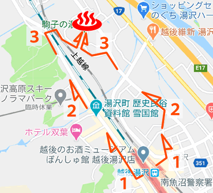 Map of Komakonoyu, Echigo-yuzawa Onsen in Niigata Prefecture, Japan