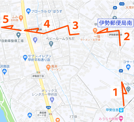 Map of Kofu Kokubo-onsen in Yamanashi Prefecture