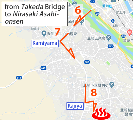 Map of Nirasaki Asahi-onsen in Yamanashi Prefecture