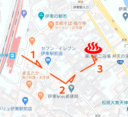 Map of Ito Onsen Yukawa Bentennoyu in Shizuoka Prefecture